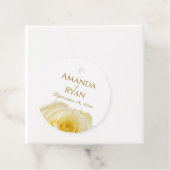 Elegant Yellow Rose Golden Floral Wedding Bedankjes Labels (In situ)