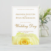 Elegant Yellow Rose Script Floral Wedding Kaart (Staand voorkant)