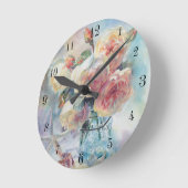 Elegant Yellow Rose Waterverf Schilderen Zwarte Wi Ronde Klok (Hoek)