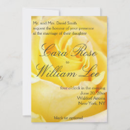 Elegant Yellow Rose Wedding Invitation Kaart