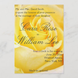 Elegant Yellow Rose Wedding Invitation Kaart