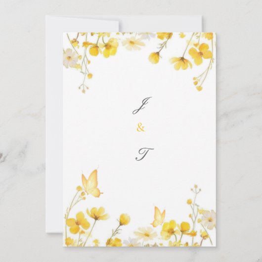 Elegant Yellow Rose Wedding Invite Kaart (Achterkant)