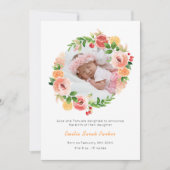 Elegant Yellow Rose WreatFloral Foto Birth Aankondiging (Voorkant)