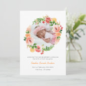 Elegant Yellow Rose WreatFloral Foto Birth Aankondiging (Staand voorkant)