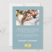 Elegant yellow roses floral greenery trouwfoto bedankkaart (Achterkant)