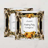 Elegant Yellow Roses Gold White, maandag 2 Kaart (Voorkant / Achterkant)