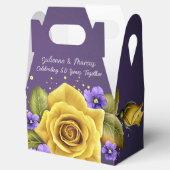 Elegant Yellow Roses, Purple Violets 50th Anniv | Bedankdoosjes (Geopend)