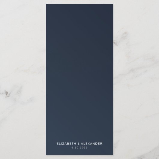 Elegant yellow rozen marine blue waterverf bruilof menu (Achterkant)