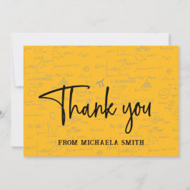 Elegant Yellow Script Typography Math Graduation Bedankkaart