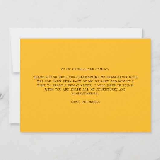 Elegant Yellow Script Typography Math Graduation Bedankkaart (Achterkant)