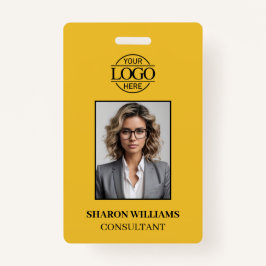 Elegant Yellow Simple Minimalist Employee Photo Badge
