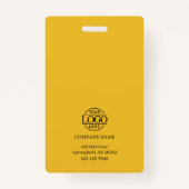 Elegant Yellow Simple Minimalist Employee Photo Badge (Achterkant)