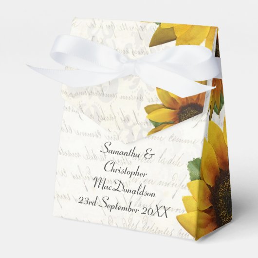 Elegant yellow sunflower country floral bruiloft bedankdoosjes (Voorkant Zijde)