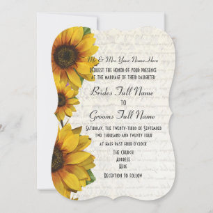 Elegant yellow sunflower country floral bruiloft kaart
