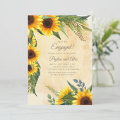 Elegant -Yellow Sunflower Engagement Party Kaart (Staand voorkant)