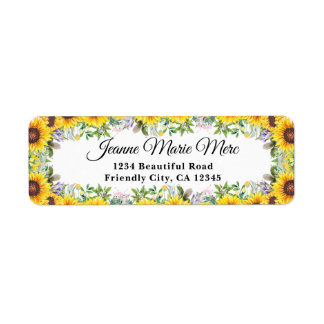 Elegant Yellow Sunflower Etiket