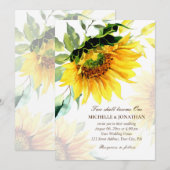 Elegant Yellow Sunflower Floral Christelijk bruilo Kaart (Voorkant / Achterkant)
