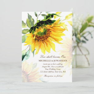 Elegant Yellow Sunflower Floral Christelijk bruilo Kaart