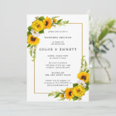 Elegant Yellow Sunflower Floral Wedding Brunch Kaart (Staand voorkant)