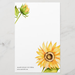 Elegant Yellow Sunflower Gepersonaliseerd Briefpapier