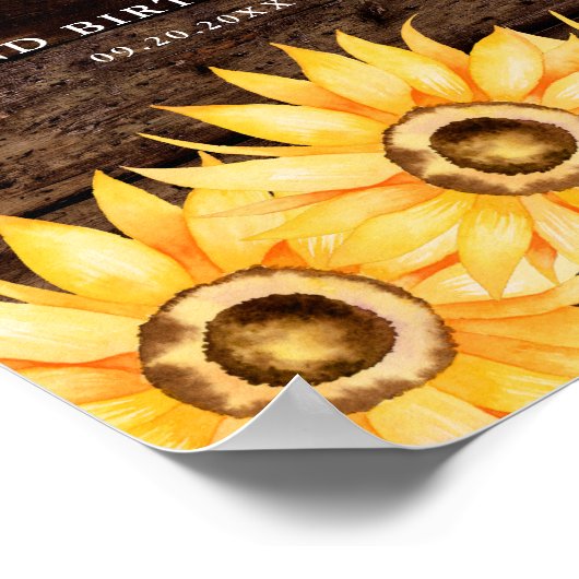 Elegant Yellow Sunflower Girls Birthday Party Poster (Hoek)