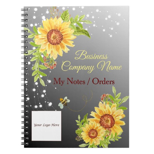 Elegant Yellow Sunflower Gradient Business Notitieboek (Voorkant)