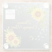 Elegant Yellow Sunflower Gradiënt Custom Business Glazen Onderzetter (Achterkant)