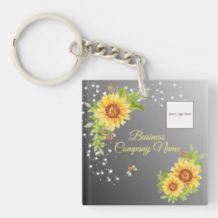 Elegant Yellow Sunflower Gradiënt Custom Business Sleutelhanger