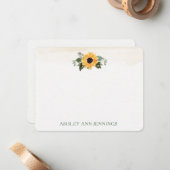 Elegant Yellow Sunflower Personalized Stationery Notitiekaartje (Voorkant / Achterkant in situ)