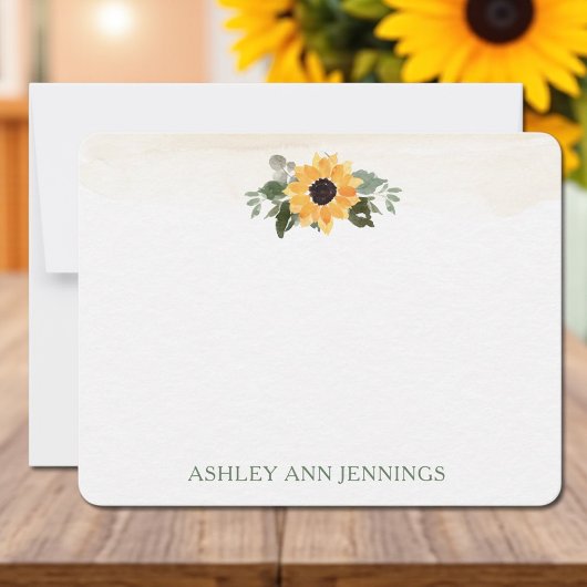 Elegant Yellow Sunflower Personalized Stationery Notitiekaartje