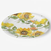 Elegant Yellow Sunflower Sun Bee Baby shower Papieren Bordje (Gekanteld)