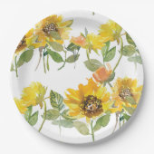 Elegant Yellow Sunflower Sun Bee Baby shower Papieren Bordje (Voorkant)