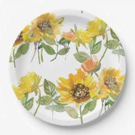 Elegant Yellow Sunflower Sun Bee Baby shower Papieren Bordje