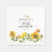 Elegant Yellow Sunflower Sun Bee Baby shower Servet (Voorkant)