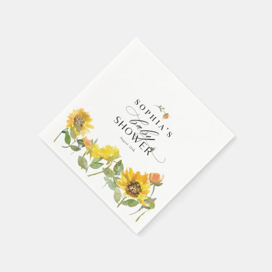 Elegant Yellow Sunflower Sun Bee Baby shower Servet (Hoek)