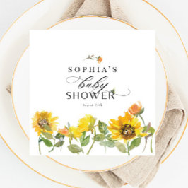 Elegant Yellow Sunflower Sun Bee Baby shower Servet