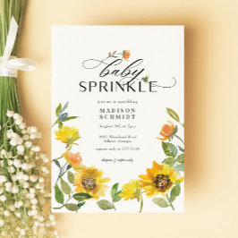 Elegant Yellow Sunflower Sunny Bee Baby Sprinkle Kaart