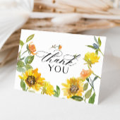 Elegant Yellow Sunflower Sunny Bee Dank u Bedankkaart