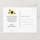 Elegant Yellow Sunflower Waterverf Floral Moving Aankondigingskaart (Achterkant)