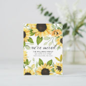 Elegant Yellow Sunflower Waterverf Floral Moving Aankondigingskaart (Staand voorkant)