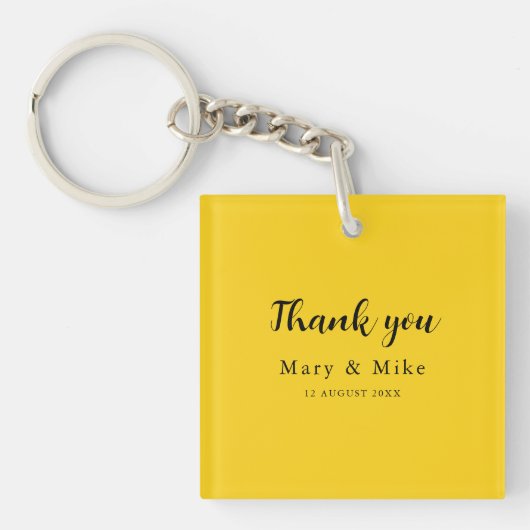 Elegant Yellow Thank You Keychain Gift Idea (voorkant)
