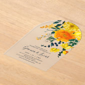 Elegant Yellow Waterverf Botanical Floral Wedding Acryl Uitnodigingen (Laagn)