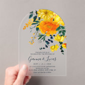 Elegant Yellow Waterverf Botanical Floral Wedding Acryl Uitnodigingen (Insitu (Draagbaar))