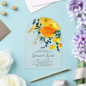 Elegant Yellow Waterverf Botanical Floral Wedding Acryl Uitnodigingen (Insitu (Huwelijk))