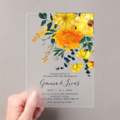 Elegant Yellow Waterverf Botanical Floral Wedding Acryl Uitnodigingen (Insitu (Draagbaar))