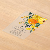 Elegant Yellow Waterverf Botanical Floral Wedding Acryl Uitnodigingen (Laagn)