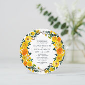Elegant Yellow Waterverf Botanical Floral Wedding Kaart (Staand voorkant)