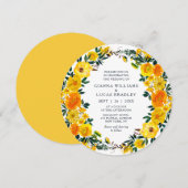 Elegant Yellow Waterverf Botanical Floral Wedding Kaart (Voorkant / Achterkant)