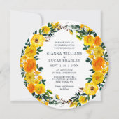 Elegant Yellow Waterverf Botanical Floral Wedding Kaart (Voorkant)