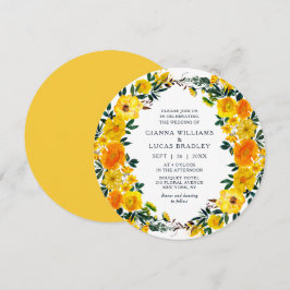 Elegant Yellow Waterverf Botanical Floral Wedding Kaart